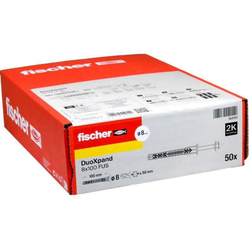 Kołek ramowy Fischer DuoXpand 8 x 100 FUS z wkrętem 50 sztuk