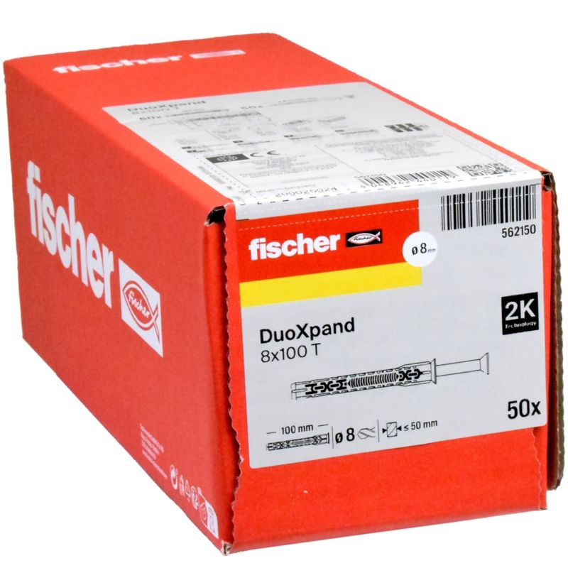 Kołek ramowy Fischer DuoXpand 8 x 100 T z wkrętem 50 sztuk