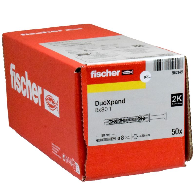 Kołek ramowy Fischer DuoXpand 8 x 80 T z wkrętem 50 sztuk