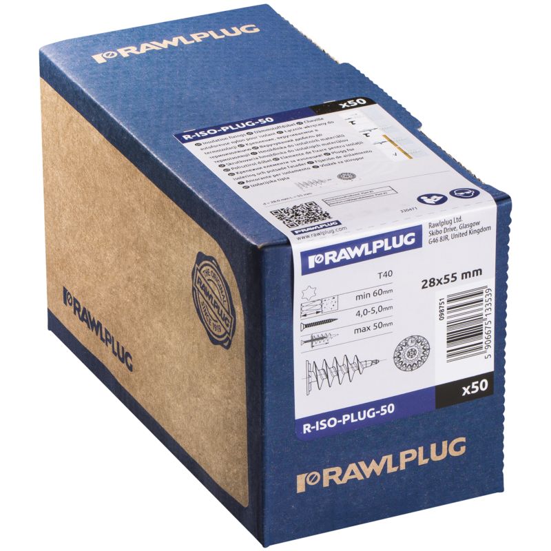 Kołek spiralny Rawlplug do styropianu 50 mm 50 sztuk