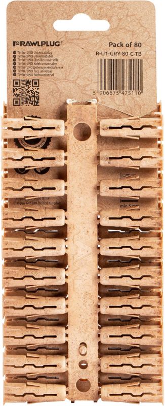 Kołek uniwersalny Rawlplug Timber Uno z drewna 10 x 36 mm 80 szt.