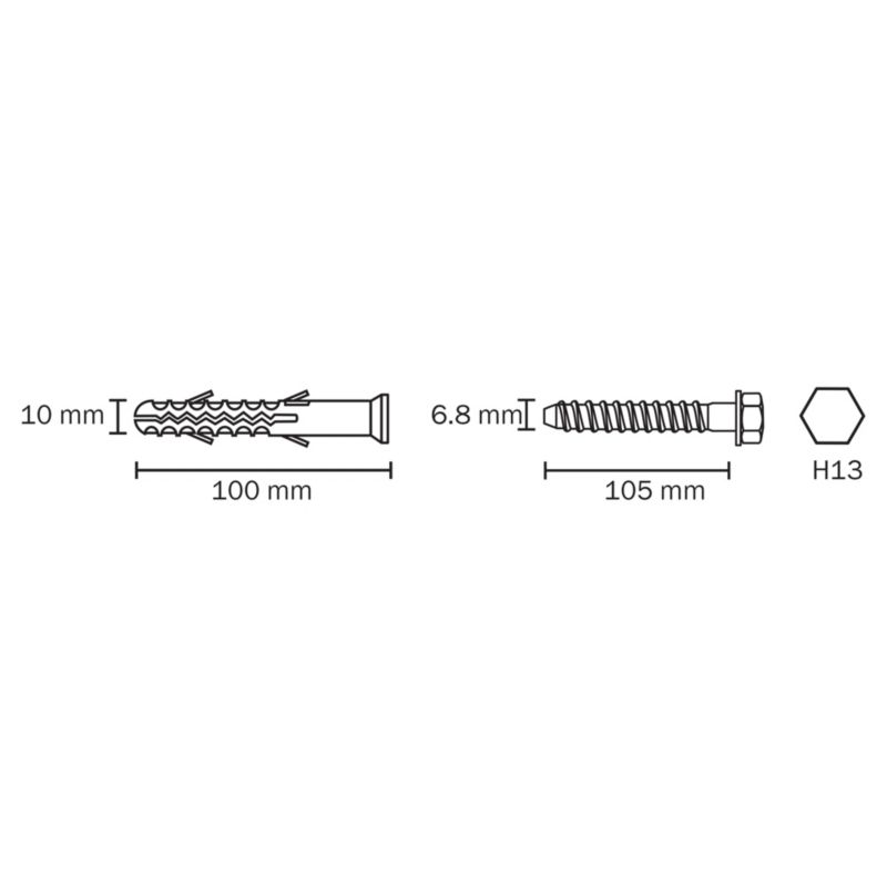 Kołki ramowe Diall z wkrętem kluczowym 10 x 100 mm 6 szt.