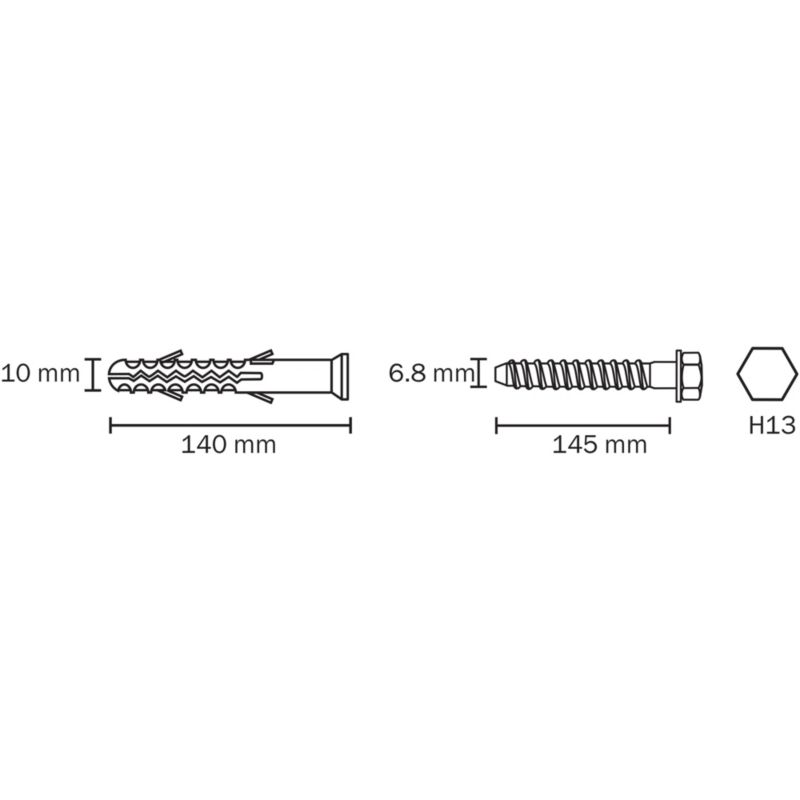 Kołki ramowe Diall z wkrętem kluczowym 10 x 140 mm 6 szt.