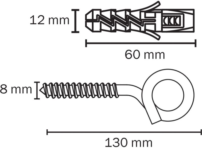 Kołki rozporowe Diall nylonowe z hakiem huśtawkowym 12 x 80 mm 2 szt.
