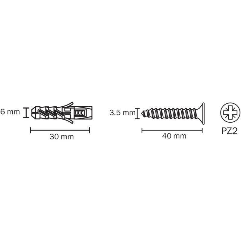 Kołki rozporowe Diall nylonowe z wkrętem 6 x 30 mm 15 szt.