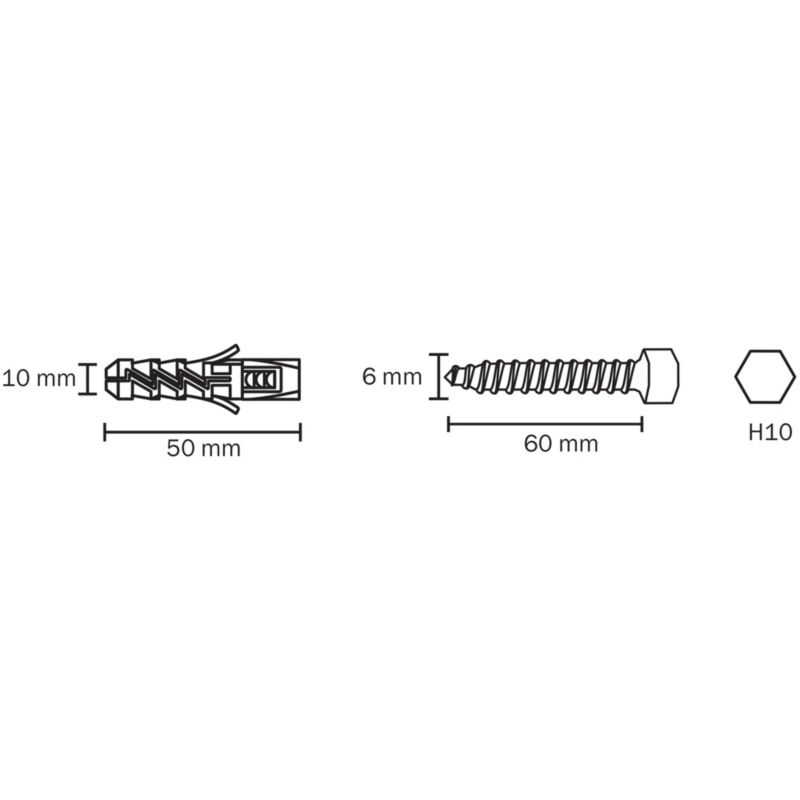 Kołki rozporowe Diall nylonowe z wkrętem kluczowym 10 x 50 mm 5 szt.