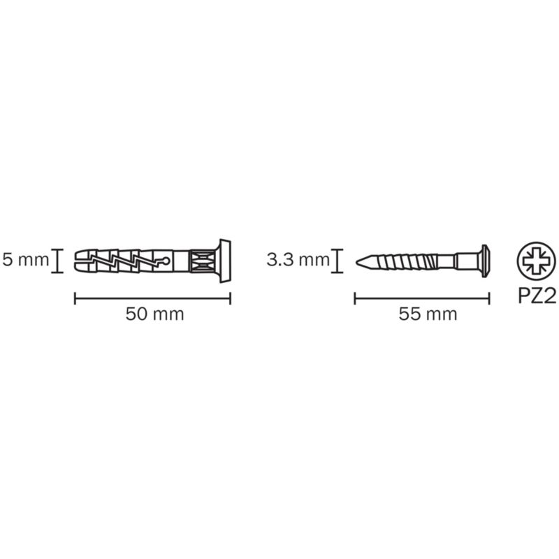 Kołki SM Diall nylonowe z grzybkiem 5 x 50 mm 20 szt.
