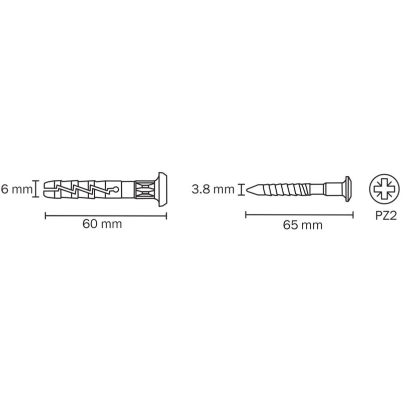 Kołki SM Diall nylonowe z grzybkiem 6 x 60 mm 100 szt.