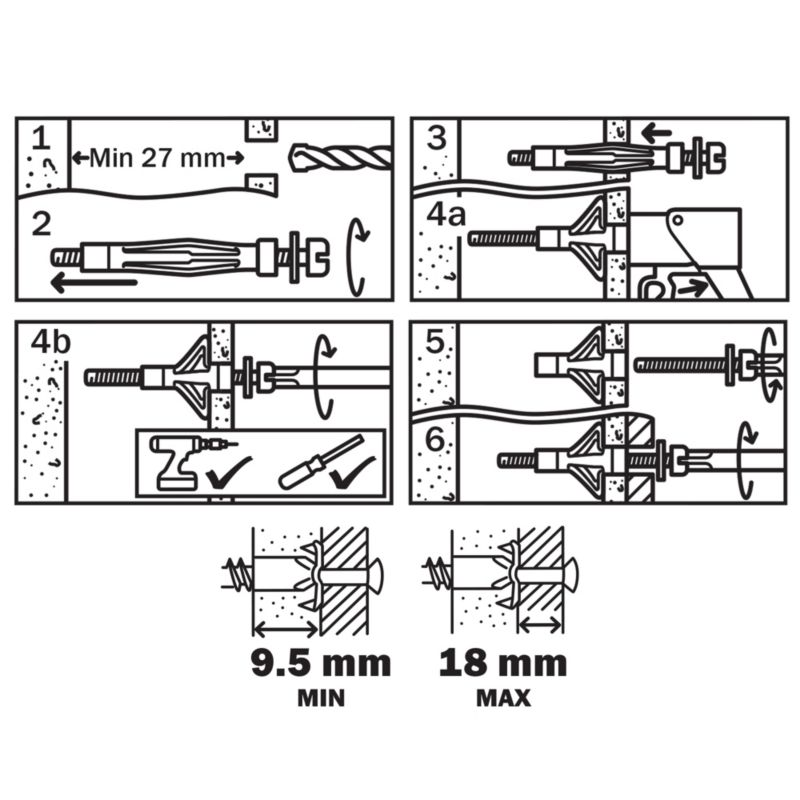 Kołki stalowe Diall do g-k 6 x 37 mm 4 szt.