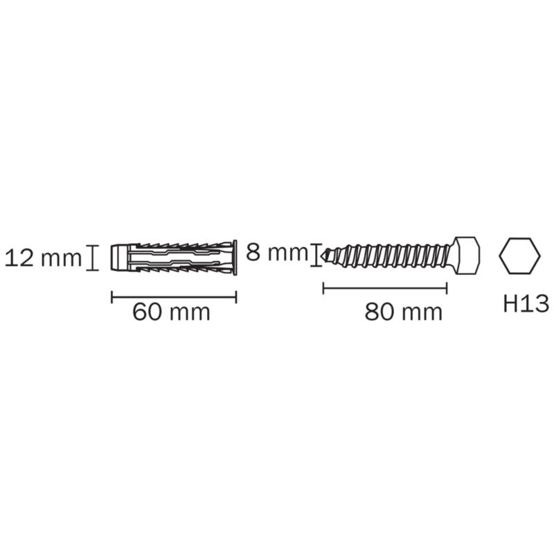 Kołki uniwersalne Diall z wkrętem kluczowym 12 x 60 mm 20 szt.