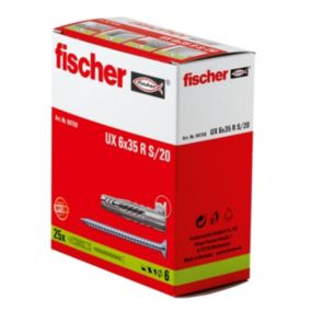 Kołki uniwersalne Fischer UX 6 x 35 mm z wkrętami 25 szt.