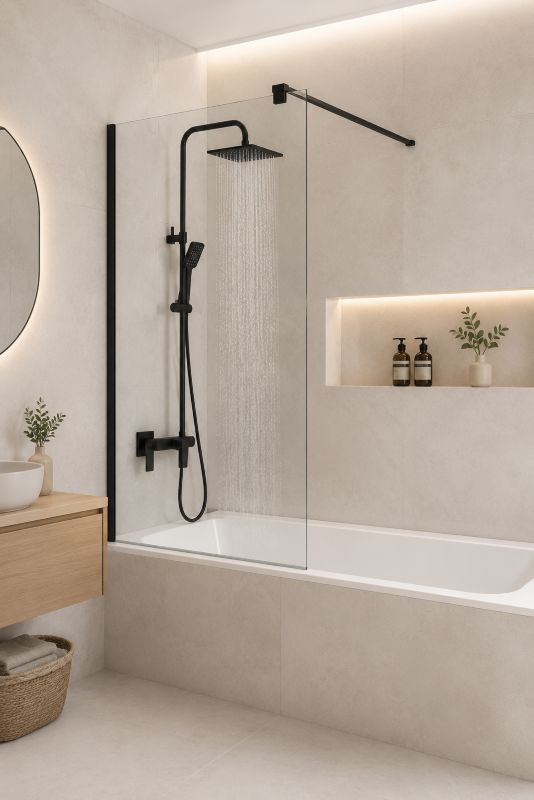 Kolumna wannowo-prysznicowa ścienna z baterią Orlando ORL 3010B 1-uchwytowa, czarny mat 1 szt.