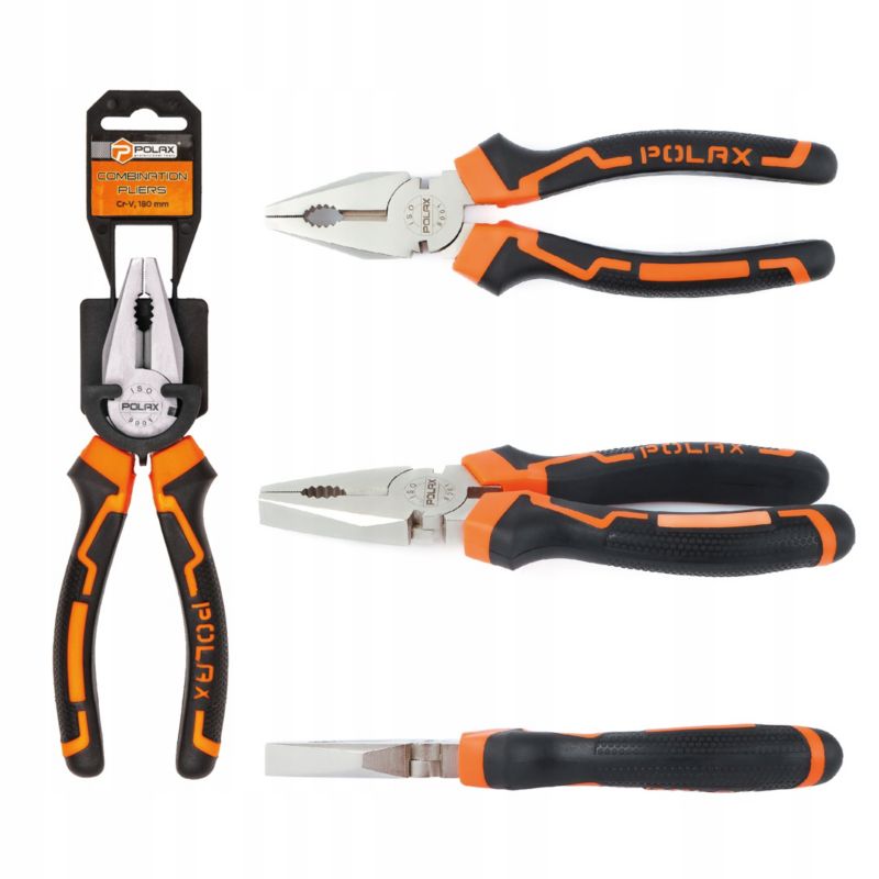 Kombinerki Polax szczypce uniwersalne uchwyty dwukomponentowe Cr-V 180 mm 1 szt.