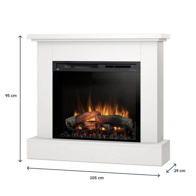 Kominek elektryczny Warmtec Jukon 28" XHD LED 1400W funkcja grzania biały mat 1szt.