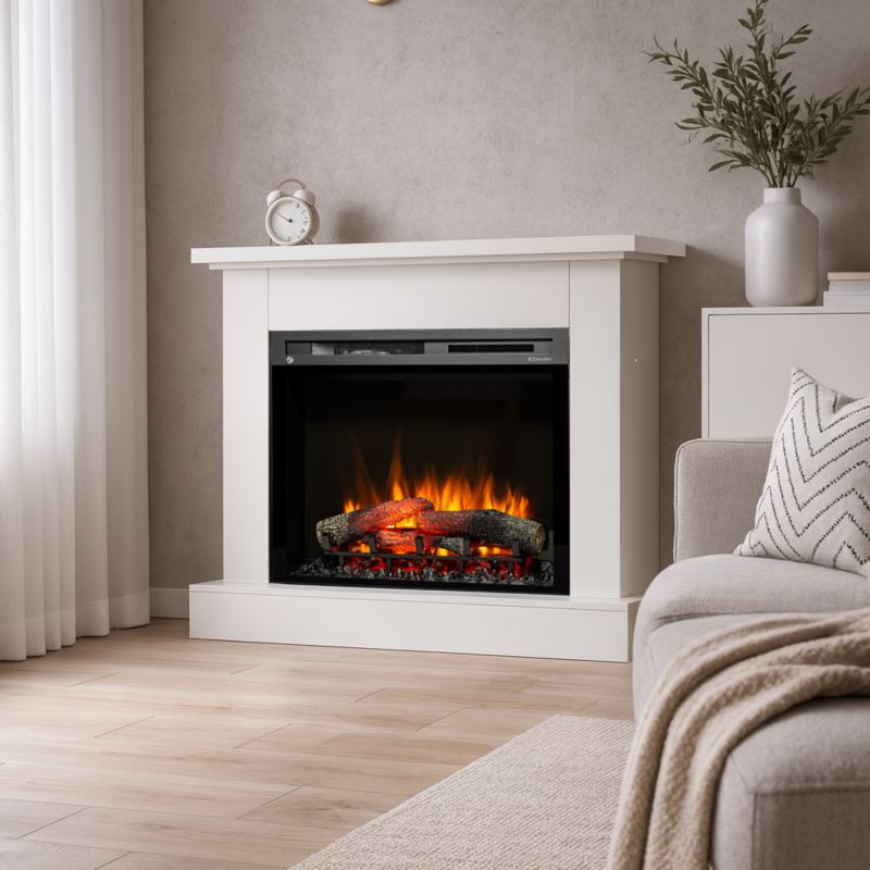 Kominek elektryczny Warmtec Jukon 28" XHD LED 1400W funkcja grzania biały mat 1szt.