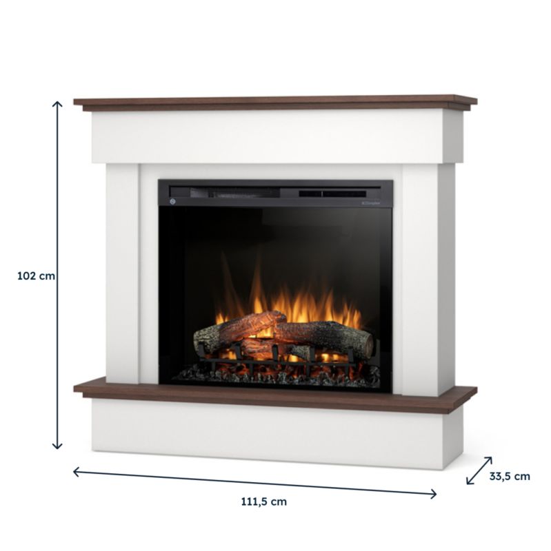 Kominek elektryczny Warmtec Tormes 28" XHD 1400W funkcja grzania LED biały mat, ciemny dąb 1 szt.