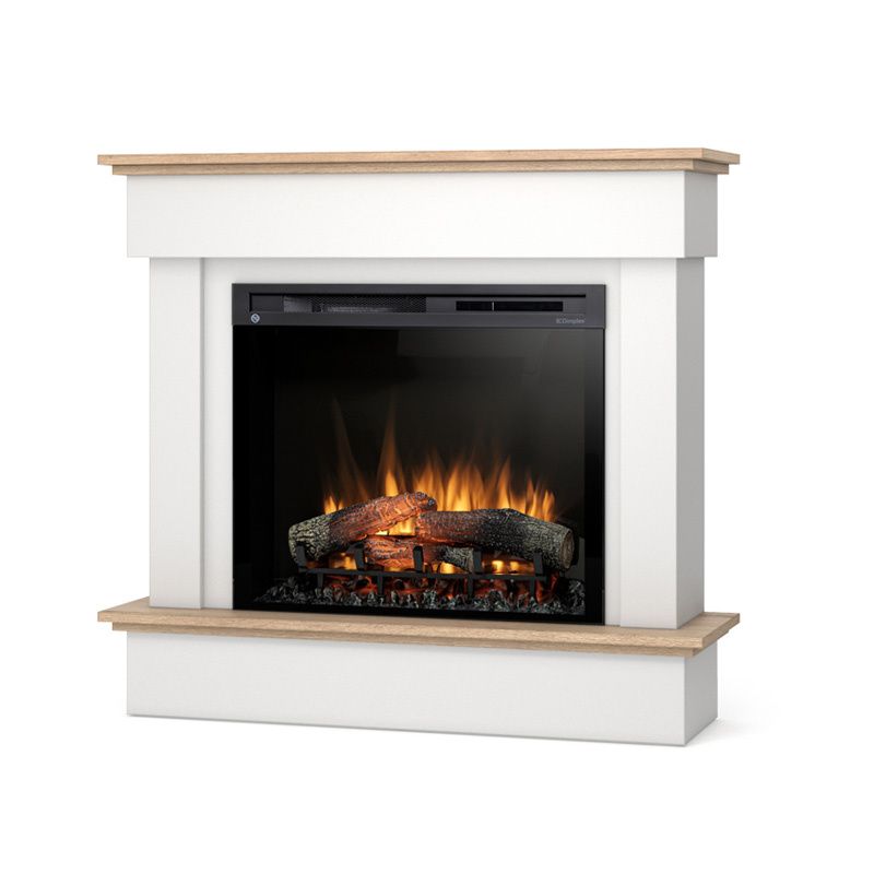 Kominek elektryczny Warmtec Tormes 28" XHD 1400W funkcja grzania LED biały mat, jasny dąb 1 szt.