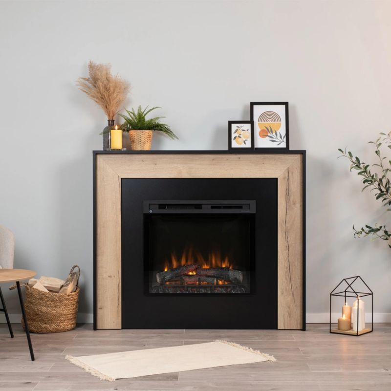 Kominek elektryczny Warmtec Zuni 28" XHD 1400W funkcja grzania LED czarny z drewnem 1 szt.