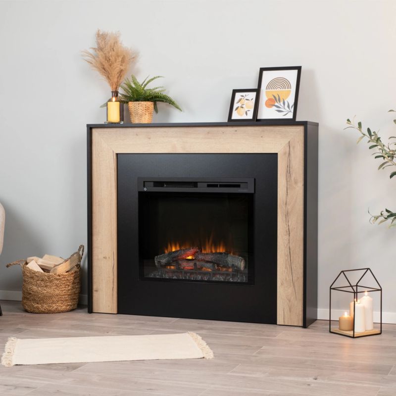 Kominek elektryczny Warmtec Zuni 28" XHD 1400W funkcja grzania LED czarny z drewnem 1 szt.