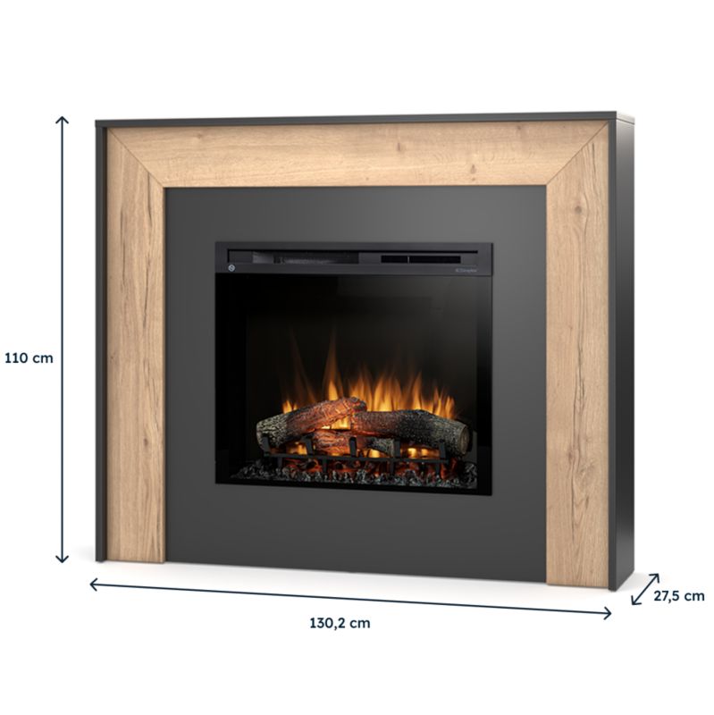 Kominek elektryczny Warmtec Zuni 28" XHD 1400W funkcja grzania LED czarny z drewnem 1 szt.