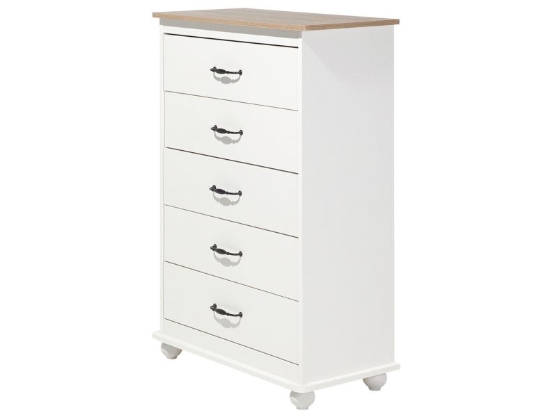 Komoda 5 szuflad Sharon 117 cm Biały 1 szt.