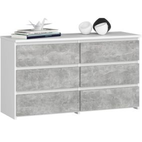 Komoda Akord CL100 Biała 100 cm 6 szuflad kolor Beton mat 100x35x57 cm 1 szt.