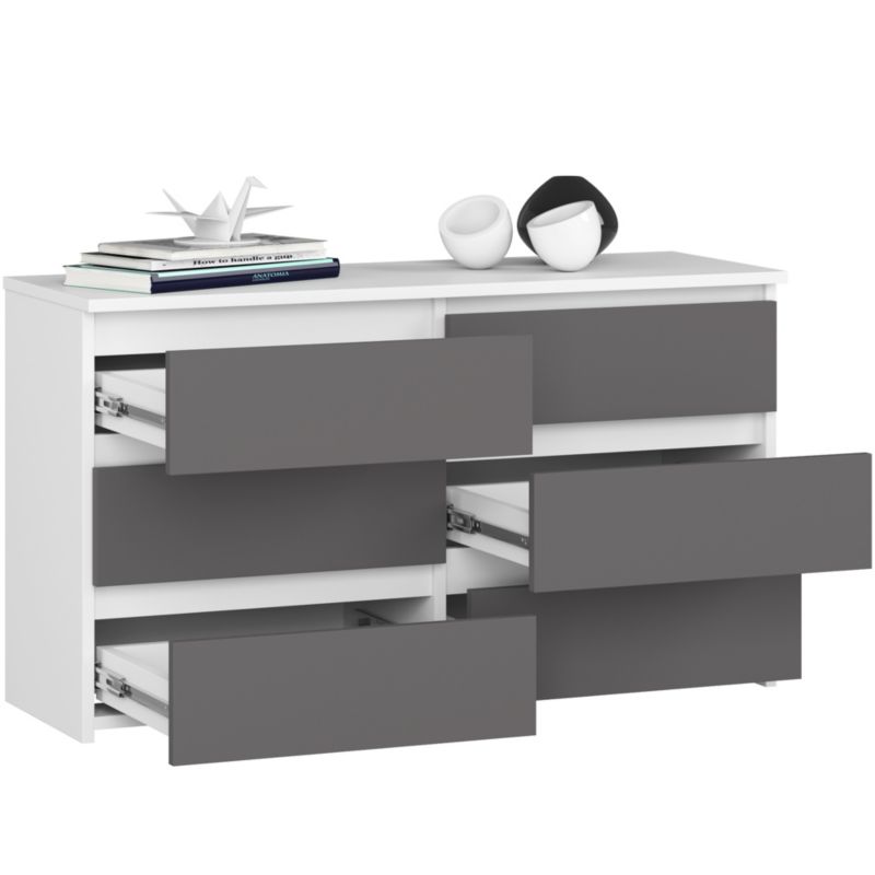Komoda Akord CL100 Biała 100 cm 6 szuflad kolor Grafit Szary mat 100x35x57 cm 1 szt.
