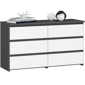 Komoda Akord CL100 Grafit Szary 100 cm 6 szuflad kolor Biały mat 100x35x57 cm 1 szt.