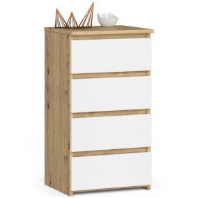Komoda Akord CL4 Dąb Artisan 40 cm 4 szuflady kolor Biały mat 40x35x74 cm 1 szt.