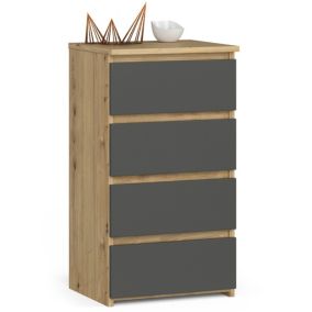 Komoda Akord CL4 Dąb Artisan 40 cm 4 szuflady kolor Grafit Szary mat 40x35x74 cm 1 szt.