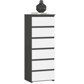 Komoda Akord CL6 Grafit Szary 40 cm 6 szuflad kolor Biały mat 40x35x109 cm 1 szt.