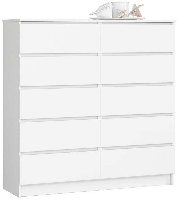 Komoda Akord K120 Biała 120 cm 10 szuflad kolor Biały mat 120x40x121 cm 1 szt.