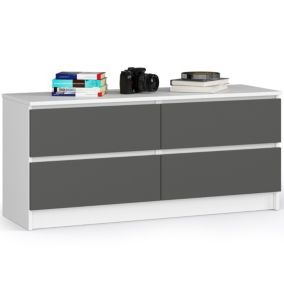 Komoda Akord K120 Biała 120 cm 4 szuflady kolor Grafit Szary mat 120x40x55 cm 1 szt.
