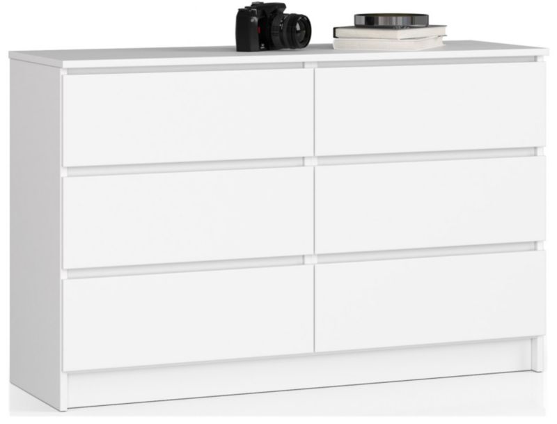 Komoda Akord K120 Biała 120 cm 6 szuflad kolor Biały mat 120x40x77 cm 1 szt.