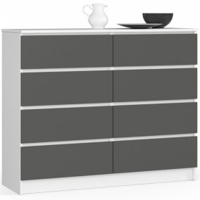Komoda Akord K120 Biała 120 cm 8 szuflad kolor Grafit Szary mat 120x40x99 cm 1 szt.