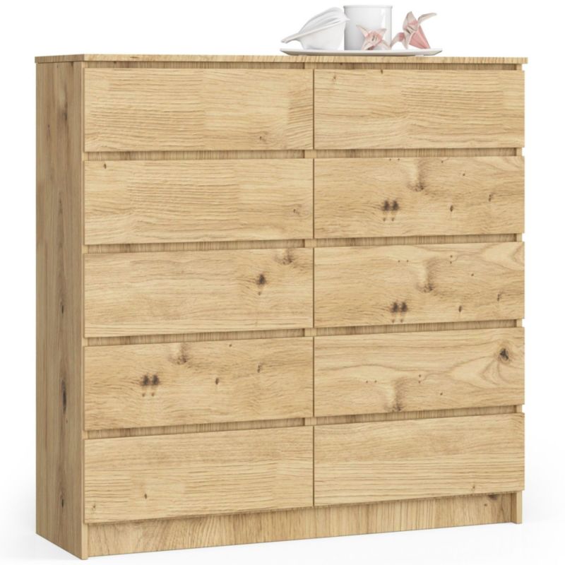 Komoda Akord K120 Dąb Artisan 120 cm 10 szuflad kolor Dąb Artisan mat 120x40x121 cm 1 szt.