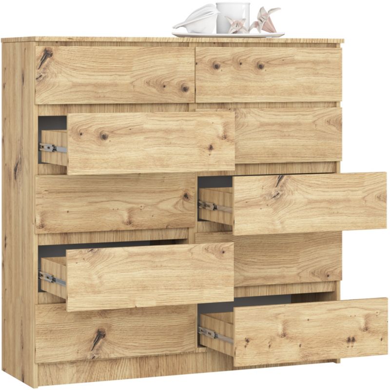 Komoda Akord K120 Dąb Artisan 120 cm 10 szuflad kolor Dąb Artisan mat 120x40x121 cm 1 szt.
