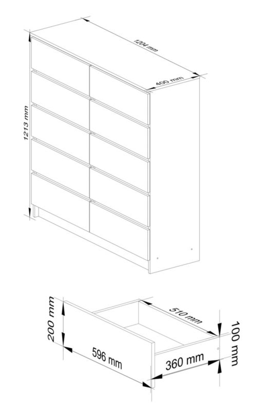 Komoda Akord K120 Dąb Artisan 120 cm 10 szuflad kolor Dąb Artisan mat 120x40x121 cm 1 szt.