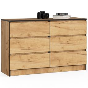 Komoda Akord K120 Dąb Craft 120 cm 6 szuflad kolor Dąb Craft mat 120x40x77 cm 1 szt.