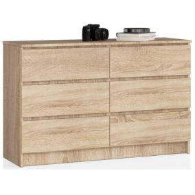 Komoda Akord K120 Dąb Sonoma 120 cm 6 szuflad kolor Dąb Sonoma mat 120x40x77 cm 1 szt.