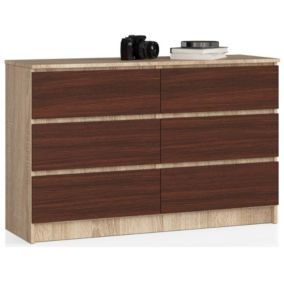 Komoda Akord K120 Dąb Sonoma 120 cm 6 szuflad kolor Wenge mat 120x40x77 cm 1 szt.