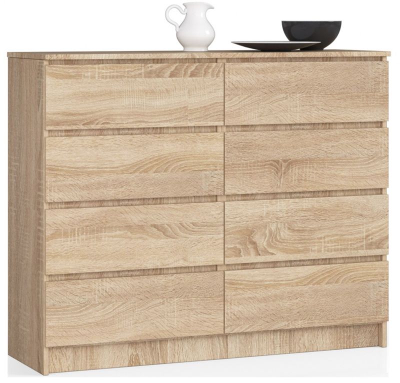 Komoda Akord K120 Dąb Sonoma 120 cm 8 szuflad kolor Dąb Sonoma mat 120x40x99 cm 1 szt.