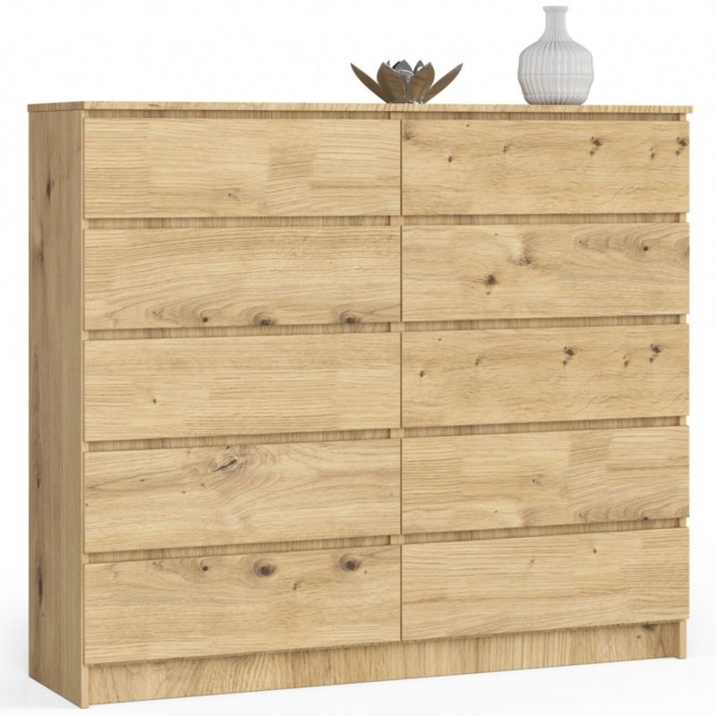 Komoda Akord K140 Dąb Artisan 138 cm 10 szuflad kolor Dąb Artisan mat 138x40x121 cm 1 szt.