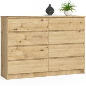 Komoda Akord K140 Dąb Artisan 138 cm 8 szuflad kolor Dąb Artisan mat 138x40x99 cm 1 szt.