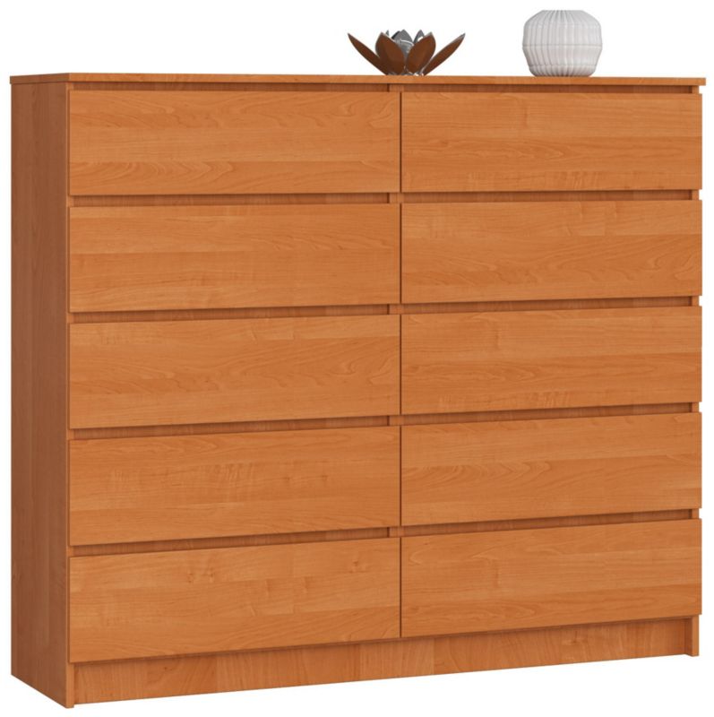 Komoda Akord K140 Olcha 138 cm 10 szuflad kolor Olcha mat 138x40x121 cm 1 szt.
