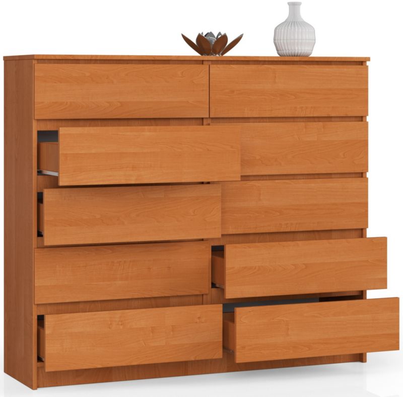 Komoda Akord K140 Olcha 138 cm 10 szuflad kolor Olcha mat 138x40x121 cm 1 szt.