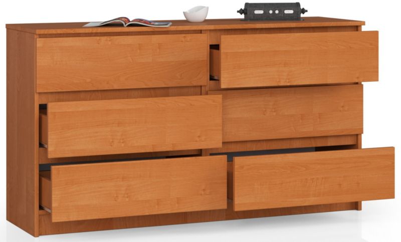 Komoda Akord K140 Olcha 138 cm 6 szuflad kolor Olcha mat 138x40x77 cm 1 szt.