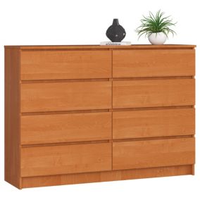 Komoda Akord K140 Olcha 138 cm 8 szuflad kolor Olcha mat 138x40x99 cm 1 szt.