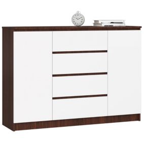 Komoda Akord K140 Wenge 138 cm 2 drzwi 4 szuflady kolor Biały mat 4 półki 138x40x99 cm 1 szt.