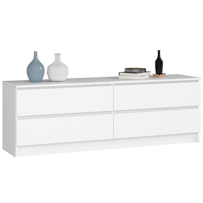 Komoda Akord K160 Biała 160 cm 4 szuflady kolor Biały mat 160x40x55 cm 1 szt.